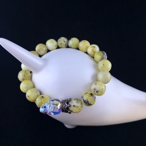 Yellow turquoise crystal skull beaded bracelet